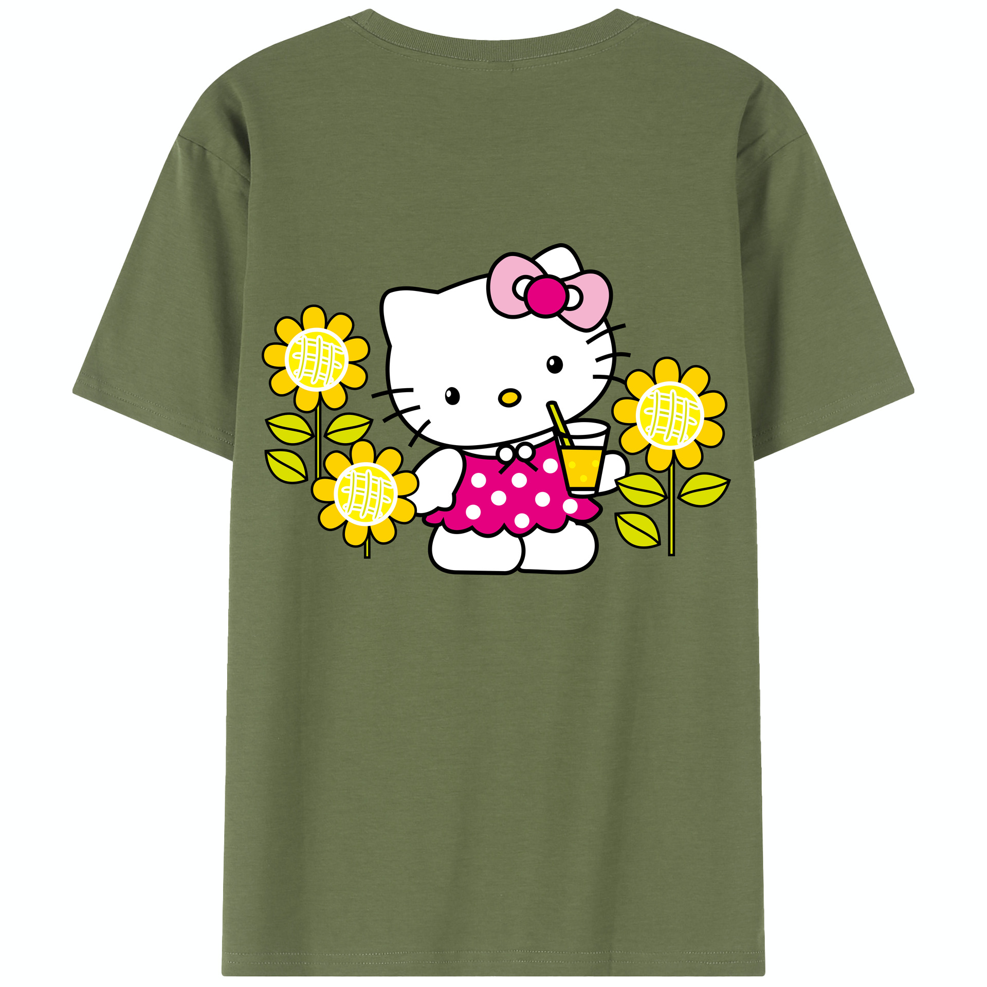 （画像用） Hello Kitty ハローキティ 綿100％半袖Tシャツ（背面プリント）